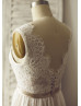 V Neck Eyelash Lace Chiffon Bohemian Wedding Dress